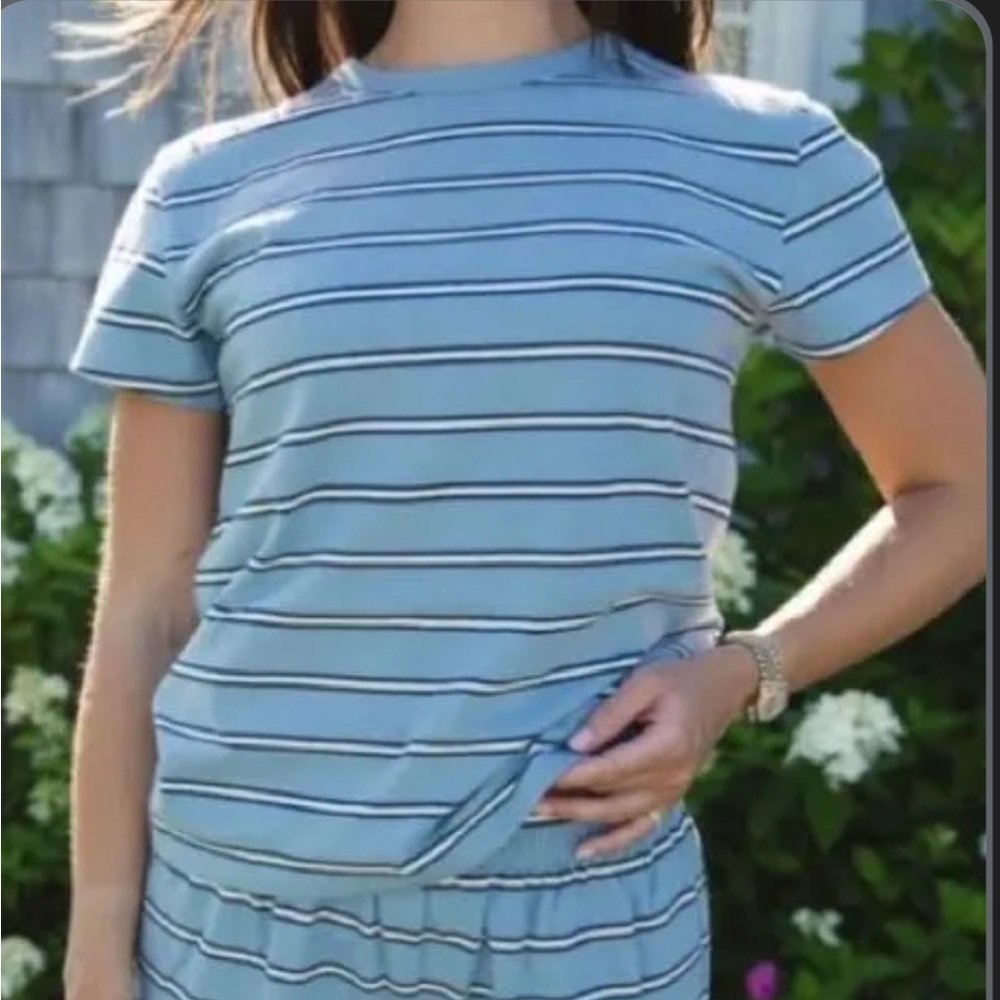 Casual Striped Blue Women's Tee